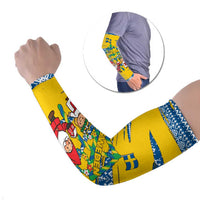 Sweden Christmas Arm Sleeves with Santa Lucia Girl Midsummer Pole Swedish Flag and Nordic Pattern Design - Wonder Print Shop