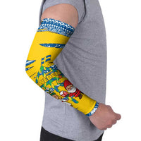 Sweden Christmas Arm Sleeves with Santa Lucia Girl Midsummer Pole Swedish Flag and Nordic Pattern Design - Wonder Print Shop