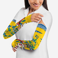 Sweden Christmas Arm Sleeves with Santa Lucia Girl Midsummer Pole Swedish Flag and Nordic Pattern Design - Wonder Print Shop