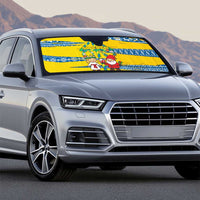 Sweden Christmas Auto Sun Shade with Santa Lucia Girl Midsummer Pole Swedish Flag and Nordic Pattern Design - Wonder Print Shop