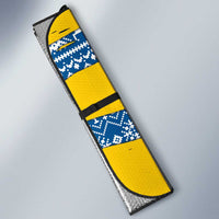 Sweden Christmas Auto Sun Shade with Santa Lucia Girl Midsummer Pole Swedish Flag and Nordic Pattern Design - Wonder Print Shop