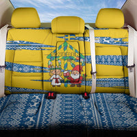 Sweden Christmas Back Car Seat Cover with Santa Lucia Girl Midsummer Pole Swedish Flag and Nordic Pattern Design - Wonder Print Shop