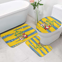 Sweden Christmas Bathroom Set with Santa Lucia Girl Midsummer Pole Swedish Flag and Nordic Pattern Design - Wonder Print Shop