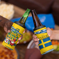 Sweden Christmas 4 in 1 Can Cooler Tumbler with Santa Lucia Girl Midsummer Pole Swedish Flag and Nordic Pattern Design - Wonder Print Shop