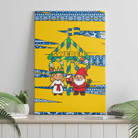 Sweden Christmas Canvas Wall Art with Santa Lucia Girl Midsummer Pole Swedish Flag and Nordic Pattern Design - Wonder Print Shop