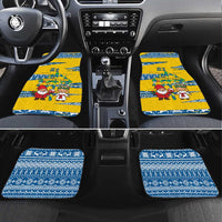 Sweden Christmas Car Mats with Santa Lucia Girl Midsummer Pole Swedish Flag and Nordic Pattern Design - Wonder Print Shop