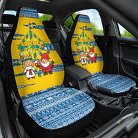 Sweden Christmas Car Seat Cover with Santa Lucia Girl Midsummer Pole Swedish Flag and Nordic Pattern Design - Wonder Print Shop