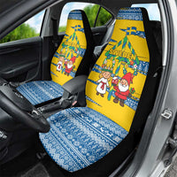 Sweden Christmas Car Seat Cover with Santa Lucia Girl Midsummer Pole Swedish Flag and Nordic Pattern Design - Wonder Print Shop