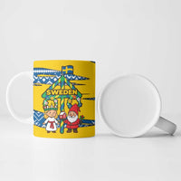 Sweden Christmas Ceramic Mug with Santa Lucia Girl Midsummer Pole Swedish Flag and Nordic Pattern Design - Wonder Print Shop