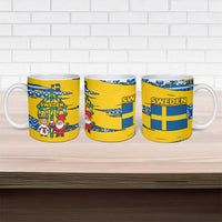 Sweden Christmas Ceramic Mug with Santa Lucia Girl Midsummer Pole Swedish Flag and Nordic Pattern Design - Wonder Print Shop