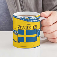 Sweden Christmas Ceramic Mug with Santa Lucia Girl Midsummer Pole Swedish Flag and Nordic Pattern Design - Wonder Print Shop