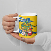 Sweden Christmas Ceramic Mug with Santa Lucia Girl Midsummer Pole Swedish Flag and Nordic Pattern Design - Wonder Print Shop