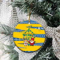 Sweden Christmas Ceramic Ornament with Santa Lucia Girl Midsummer Pole Swedish Flag and Nordic Pattern Design - Wonder Print Shop