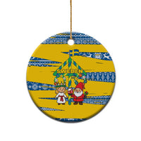 Sweden Christmas Ceramic Ornament with Santa Lucia Girl Midsummer Pole Swedish Flag and Nordic Pattern Design - Wonder Print Shop