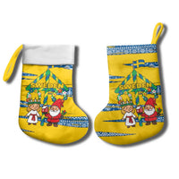 Sweden Christmas Stocking with Santa Lucia Girl Midsummer Pole Swedish Flag and Nordic Pattern Design - Wonder Print Shop