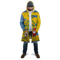 Sweden Christmas Cloak with Santa Lucia Girl Midsummer Pole Swedish Flag and Nordic Pattern Design - Wonder Print Shop