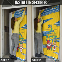 Sweden Christmas Door Cover with Santa Lucia Girl Midsummer Pole Swedish Flag and Nordic Pattern Design - Wonder Print Shop