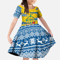 Sweden Christmas Family Matching Puletasi and Hawaiian Shirt with Santa Lucia Girl Midsummer Pole Swedish Flag and Nordic Pattern Design - Wonder Print Shop