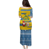 Sweden Christmas Family Matching Puletasi and Hawaiian Shirt with Santa Lucia Girl Midsummer Pole Swedish Flag and Nordic Pattern Design - Wonder Print Shop