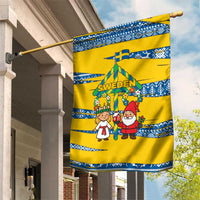 Sweden Christmas Garden Flag with Santa Lucia Girl Midsummer Pole Swedish Flag and Nordic Pattern Design - Wonder Print Shop