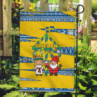 Sweden Christmas Garden Flag with Santa Lucia Girl Midsummer Pole Swedish Flag and Nordic Pattern Design - Wonder Print Shop
