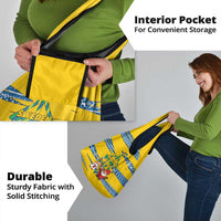 Sweden Christmas Grocery Bag with Santa Lucia Girl Midsummer Pole Swedish Flag and Nordic Pattern Design - Wonder Print Shop