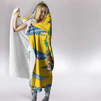 Sweden Christmas Hooded Blanket with Santa Lucia Girl Midsummer Pole Swedish Flag and Nordic Pattern Design - Wonder Print Shop