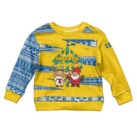 Sweden Christmas Kid Ugly Christmas Sweater with Santa Lucia Girl Midsummer Pole Swedish Flag and Nordic Pattern Design - Wonder Print Shop