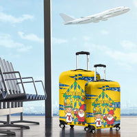 Sweden Christmas Luggage Cover with Santa Lucia Girl Midsummer Pole Swedish Flag and Nordic Pattern Design - Wonder Print Shop