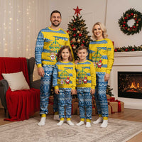 Sweden Christmas Pajama Set with Santa Lucia Girl Midsummer Pole Swedish Flag and Nordic Pattern Design - Wonder Print Shop