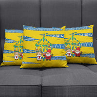 Sweden Christmas Pillow Cover with Santa Lucia Girl Midsummer Pole Swedish Flag and Nordic Pattern Design - Wonder Print Shop