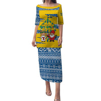 Sweden Christmas Puletasi with Santa Lucia Girl Midsummer Pole Swedish Flag and Nordic Pattern Design - Wonder Print Shop