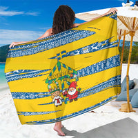 Sweden Christmas Sarong with Santa Lucia Girl Midsummer Pole Swedish Flag and Nordic Pattern Design - Wonder Print Shop