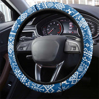 Sweden Christmas Steering Wheel Cover with Santa Lucia Girl Midsummer Pole Swedish Flag and Nordic Pattern Design - Wonder Print Shop