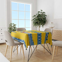 Sweden Christmas Tablecloth with Santa Lucia Girl Midsummer Pole Swedish Flag and Nordic Pattern Design - Wonder Print Shop