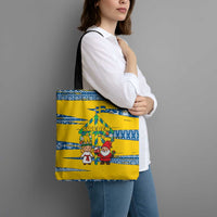 Sweden Christmas Tote Bag with Santa Lucia Girl Midsummer Pole Swedish Flag and Nordic Pattern Design - Wonder Print Shop