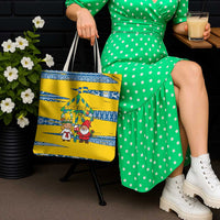 Sweden Christmas Tote Bag with Santa Lucia Girl Midsummer Pole Swedish Flag and Nordic Pattern Design - Wonder Print Shop