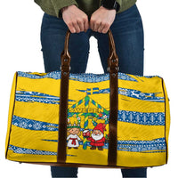 Sweden Christmas Travel Bag with Santa Lucia Girl Midsummer Pole Swedish Flag and Nordic Pattern Design - Wonder Print Shop