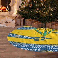 Sweden Christmas Tree Skirt with Santa Lucia Girl Midsummer Pole Swedish Flag and Nordic Pattern Design - Wonder Print Shop