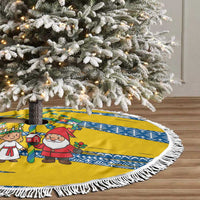 Sweden Christmas Tree Skirt with Santa Lucia Girl Midsummer Pole Swedish Flag and Nordic Pattern Design - Wonder Print Shop