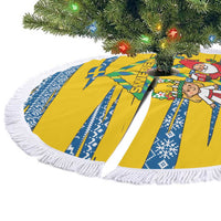 Sweden Christmas Tree Skirt with Santa Lucia Girl Midsummer Pole Swedish Flag and Nordic Pattern Design - Wonder Print Shop
