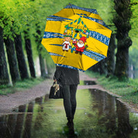 Sweden Christmas Umbrella with Santa Lucia Girl Midsummer Pole Swedish Flag and Nordic Pattern Design - Wonder Print Shop