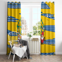 Sweden Christmas Window Curtain with Santa Lucia Girl Midsummer Pole Swedish Flag and Nordic Pattern Design - Wonder Print Shop