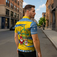 Sweden Christmas Zipper Polo Shirt with Santa Lucia Girl Midsummer Pole Swedish Flag and Nordic Pattern Design - Wonder Print Shop