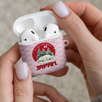 Japan Christmas AirPods Case with Sleeping Polar Bear Pine Trees and Chrysanthemum Crest Pattern - Wonder Print Shop