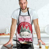 Japan Christmas Apron with Sleeping Polar Bear Pine Trees and Chrysanthemum Crest Pattern - Wonder Print Shop