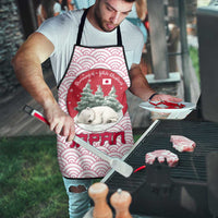 Japan Christmas Apron with Sleeping Polar Bear Pine Trees and Chrysanthemum Crest Pattern - Wonder Print Shop