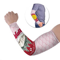 Japan Christmas Arm Sleeves with Sleeping Polar Bear Pine Trees and Chrysanthemum Crest Pattern - Wonder Print Shop
