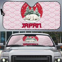 Japan Christmas Auto Sun Shade with Sleeping Polar Bear Pine Trees and Chrysanthemum Crest Pattern - Wonder Print Shop