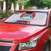 Japan Christmas Auto Sun Shade with Sleeping Polar Bear Pine Trees and Chrysanthemum Crest Pattern - Wonder Print Shop